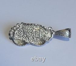 Carol Felley Blue Turquoise Sterling Silver Leaf Pendant Southwestern Vintage