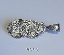 Carol Felley Blue Turquoise Sterling Silver Leaf Pendant Southwestern Vintage