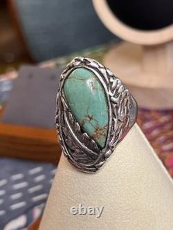 Cast Vintage Turquoise And Sterling Ring Unsigned Southwestern Style Size 10