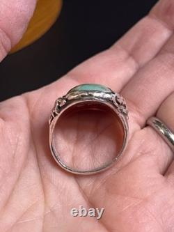 Cast Vintage Turquoise And Sterling Ring Unsigned Southwestern Style Size 10