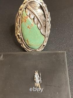Cast Vintage Turquoise And Sterling Ring Unsigned Southwestern Style Size 10