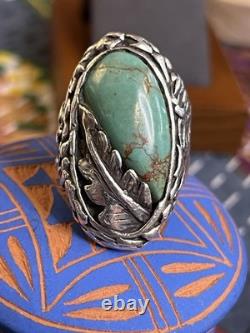 Cast Vintage Turquoise And Sterling Ring Unsigned Southwestern Style Size 10