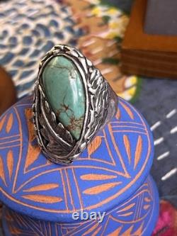 Cast Vintage Turquoise And Sterling Ring Unsigned Southwestern Style Size 10