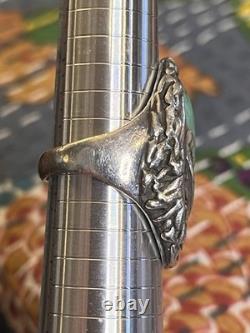 Cast Vintage Turquoise And Sterling Ring Unsigned Southwestern Style Size 10