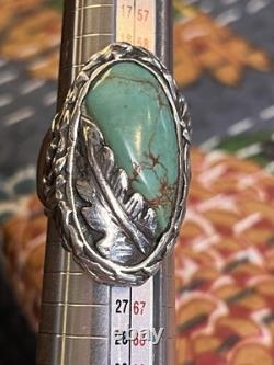 Cast Vintage Turquoise And Sterling Ring Unsigned Southwestern Style Size 10