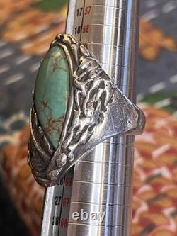Cast Vintage Turquoise And Sterling Ring Unsigned Southwestern Style Size 10