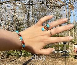 Chaco Canyon Silver Turquoise Amber Earrings Cuff Bracelet Small Ring Set