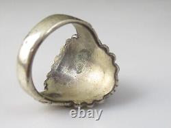 Chief Ring Native American Headdress MOP Turquoise Size 9 Estate Vintage