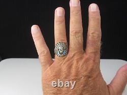 Chief Ring Native American Headdress MOP Turquoise Size 9 Estate Vintage