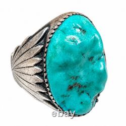Chunky Sterling Turquoise Native American Zuni Robert & Bernice Leekya Ring 9.5
