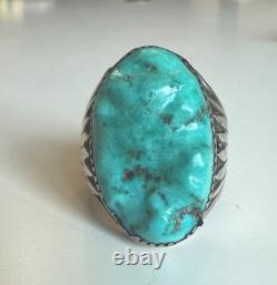 Chunky Sterling Turquoise Native American Zuni Robert & Bernice Leekya Ring 9.5