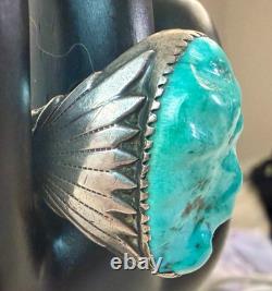 Chunky Sterling Turquoise Native American Zuni Robert & Bernice Leekya Ring 9.5