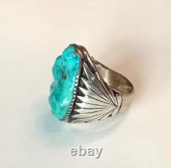Chunky Sterling Turquoise Native American Zuni Robert & Bernice Leekya Ring 9.5