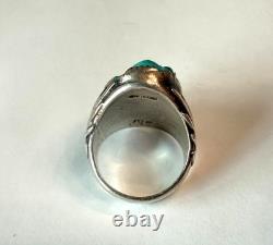 Chunky Sterling Turquoise Native American Zuni Robert & Bernice Leekya Ring 9.5