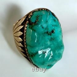 Chunky Sterling Turquoise Native American Zuni Robert & Bernice Leekya Ring 9.5
