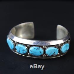 Classic Vintage Navajo old Kingman Turquoise cuff bracelet Sterling Silver. 925