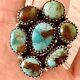 Cluster Kingman Turquoise Ring Sz 7.5 Sterling Old Style Patina Southwest Hada