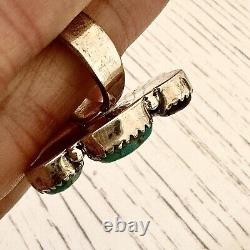 Cluster Kingman Turquoise Ring Sz 7.5 Sterling Old Style Patina Southwest Hada