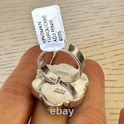 Cluster Kingman Turquoise Ring Sz 7 Sterling Old Style Patina Southwest Hada