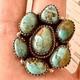 Cluster Kingman Turquoise Ring Sz 8 Sterling Old Style Patina Southwest Hada