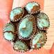 Cluster Kingman Turquoise Ring Sz 8 Sterling Old Style Patina Southwest Hada