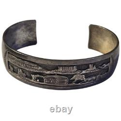 Collectible Ben Navajo Vintage Sterling Silver Storyteller Bracelet