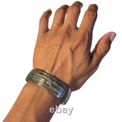 Collectible Ben Navajo Vintage Sterling Silver Storyteller Bracelet