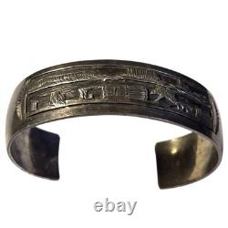 Collectible Ben Navajo Vintage Sterling Silver Storyteller Bracelet