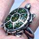 Crushed Chip Inlay Turquoise Turtle Ring Sz 6.5 Navajo VTG 1960s Sterling Silver