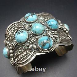 DARRELL CADMAN Vintage NAVAJO Sterling Silver TURQUOISE Wide Cuff BRACELET 118g