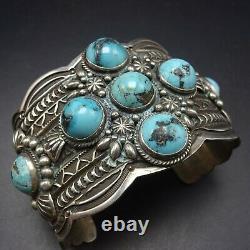 DARRELL CADMAN Vintage NAVAJO Sterling Silver TURQUOISE Wide Cuff BRACELET 118g