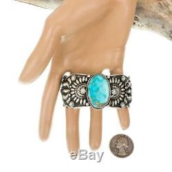 DARRYL BECENTI (D) Navajo Turquoise Bracelet Cuff Natural Sterling Silver