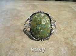 DELIGHTFUL Wide Vintage Navajo Sterling Silver Jasper Earth Tone Bracelet