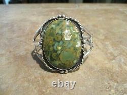 DELIGHTFUL Wide Vintage Navajo Sterling Silver Jasper Earth Tone Bracelet