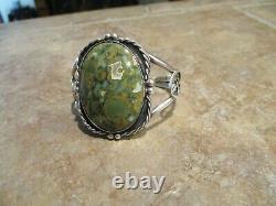 DELIGHTFUL Wide Vintage Navajo Sterling Silver Jasper Earth Tone Bracelet