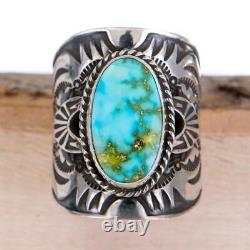 DERRICK GORDON Native American Turquoise Ring Spiderweb Sterling Silver MENS 10