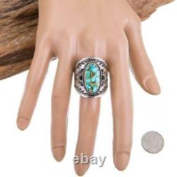 DERRICK GORDON Native American Turquoise Ring Spiderweb Sterling Silver MENS 10