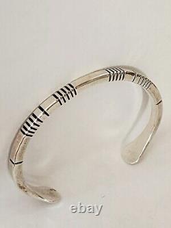 DOUGLAS ETSITTY Vintage Cuff Navajo Sterling Silver Thin Cuff Bracelet