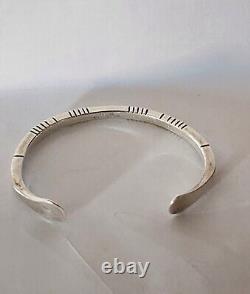 DOUGLAS ETSITTY Vintage Cuff Navajo Sterling Silver Thin Cuff Bracelet