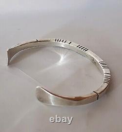 DOUGLAS ETSITTY Vintage Cuff Navajo Sterling Silver Thin Cuff Bracelet