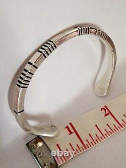 DOUGLAS ETSITTY Vintage Cuff Navajo Sterling Silver Thin Cuff Bracelet