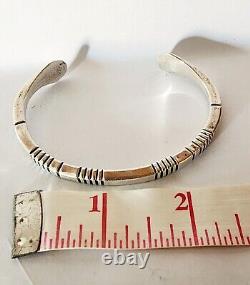 DOUGLAS ETSITTY Vintage Cuff Navajo Sterling Silver Thin Cuff Bracelet