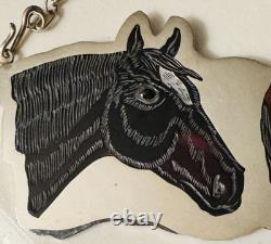 Dale Edaakie Zuni Native American Sterling Inlay Horse Necklace Vintage