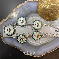 Deane Qualo Zuni Vintage Silver Multistone Inlay Sunfaces 19 Necklace For Women