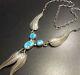Delicate Signed Vintage NAVAJO Sterling Silver & Kingman TURQUOISE NECKLACE