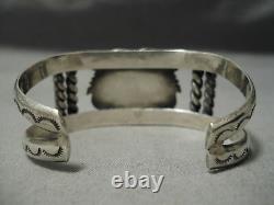 Domed Coral Vintage Navajo Sterling Silver Native American Leaf Bracelet Old