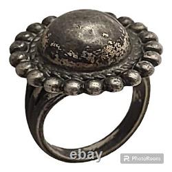 EARLY 1900'S VINTAGE NAVAJO NATIVE AMERICAN JEWELRY SILVER BALL RING OLDsz6