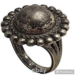 EARLY 1900'S VINTAGE NAVAJO NATIVE AMERICAN JEWELRY SILVER BALL RING OLDsz6