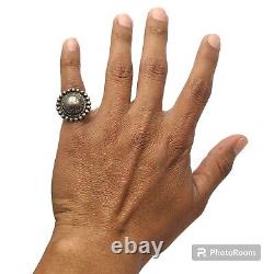 EARLY 1900'S VINTAGE NAVAJO NATIVE AMERICAN JEWELRY SILVER BALL RING OLDsz6