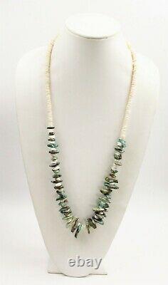 ESTATE VINTAGE Jewelry NATIVE AMERICAN TURQUOISE NUGGET & SHELL NECKLACE